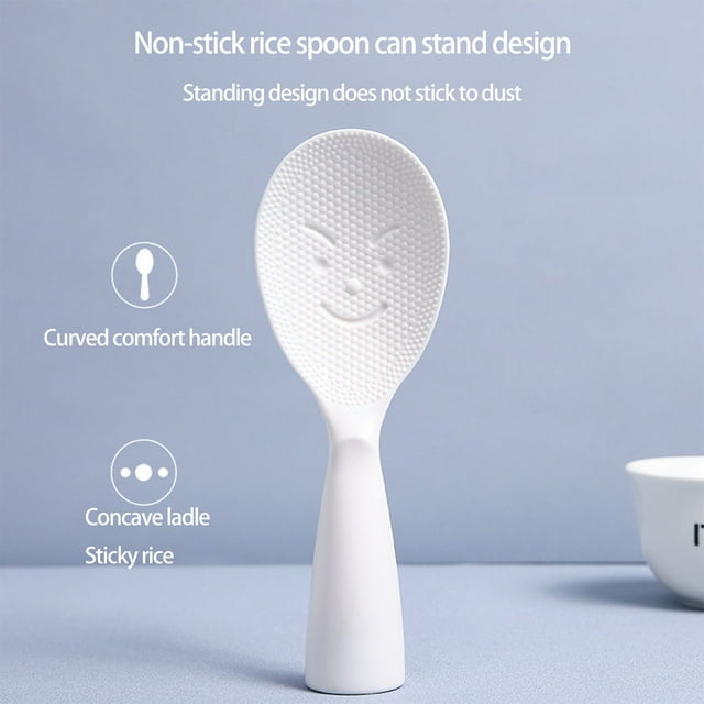 Rice Paddle, Non-Stick Kitchen Scoop, Standable Serving Spoon, Smile Face Design, Easy-Clean Utensil for Rice Cooker