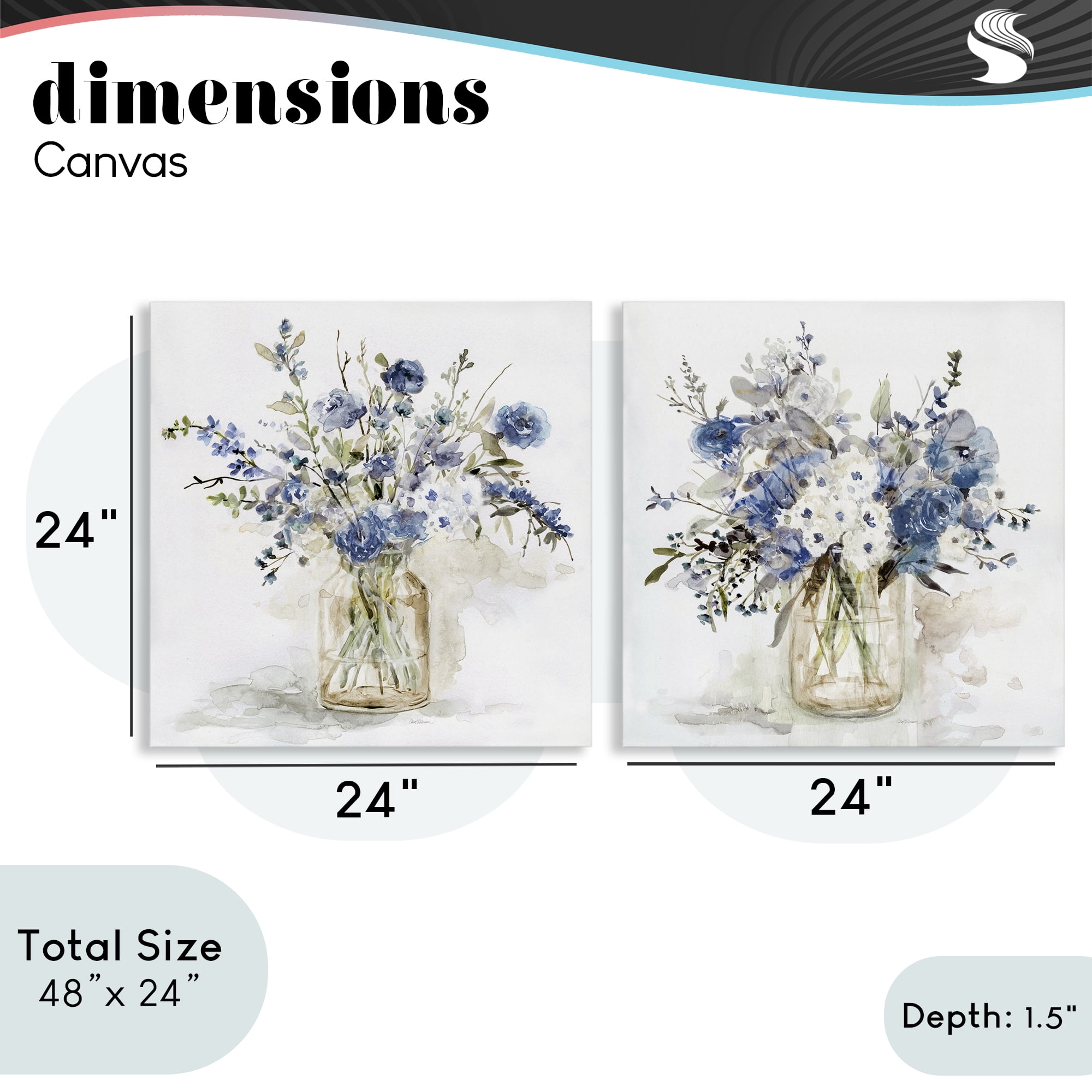 Stupell Industries Spring Watercolor Vases 2 Piece Canvas Wall Art Set, design by Carol Robinson