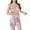 Pink, variant on Ahuyic Womens Summer Plus Size Pajamas, Womens Casual Homewear Pajamas Set,Summer Ladies Ice Silk Print Top And Short Pants Stylish Homewear Pajamas Set