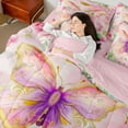 thumbnail image 4 of Castle Fairy Pink Purple Golden Butterfly 7-Piece Bedding Comforter Set for Teens Women Men,Abstract Gradient King Bedding Sets,Floral Rose Ultra Soft Bed Sheets,Breathable Home Decor, 4 of 8