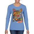 thumbnail image 1 of Dean Russo If Cats Could Talk Cat Lover Womens Graphic Long Sleeve T-Shirt, Light Blue, Large, 1 of 6