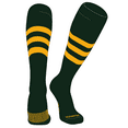 thumbnail image 1 of PEAR SOX Striped OTC Baseball, Softball, Football Socks (A) Forest Green, Gold (XL), 1 of 3