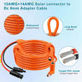 thumbnail image 4 of Solar Panel to DC 8mm Adapter Cable 2m, Solar Connector to DC7909/8020 Male Plug Extension Cord, Tinned Copper Wire,1 * Solar power connector cable,Orange, 4 of 6
