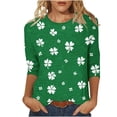 thumbnail image 2 of Fznquz Green Blouses for Women Casual Fall Casual Winter Shirts St Patric 3/4 Sleeve Crew Neck Clothes Women,S, 2 of 5