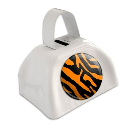 Zebra Print Black Orange White Cowbell Cow Bell