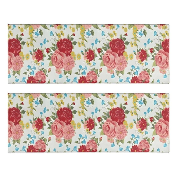 Kitchen Rugs Sets Of 2,Pioneer Flower Floral Print Pattern Anti Fatigue Kitchen Mat Rugs Non Slip Washable,Decorative Kitchen Floor Mats for Kitchen,Sink,Laundry,17"X47"