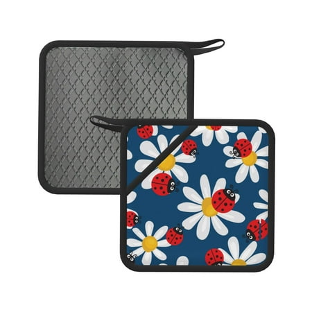 

Matuu Daisies With Ladybugs for Square Silicone Anti-hot Pad for Kitchen Potholders Hot Dishers Spoon Holder