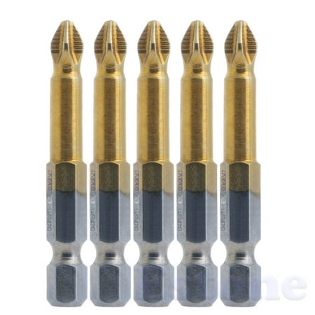 

BESTYO 5Pcs Titanium Coated 1/4 Hex Shank PH2 50mm Anti Slip Electric Screwdriver Bits