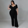 thumbnail image 3 of AURA Women Plus Size Wide Leg Jumpsuit High Waist Loose Fit Casual Summer Outfit, 3 of 6