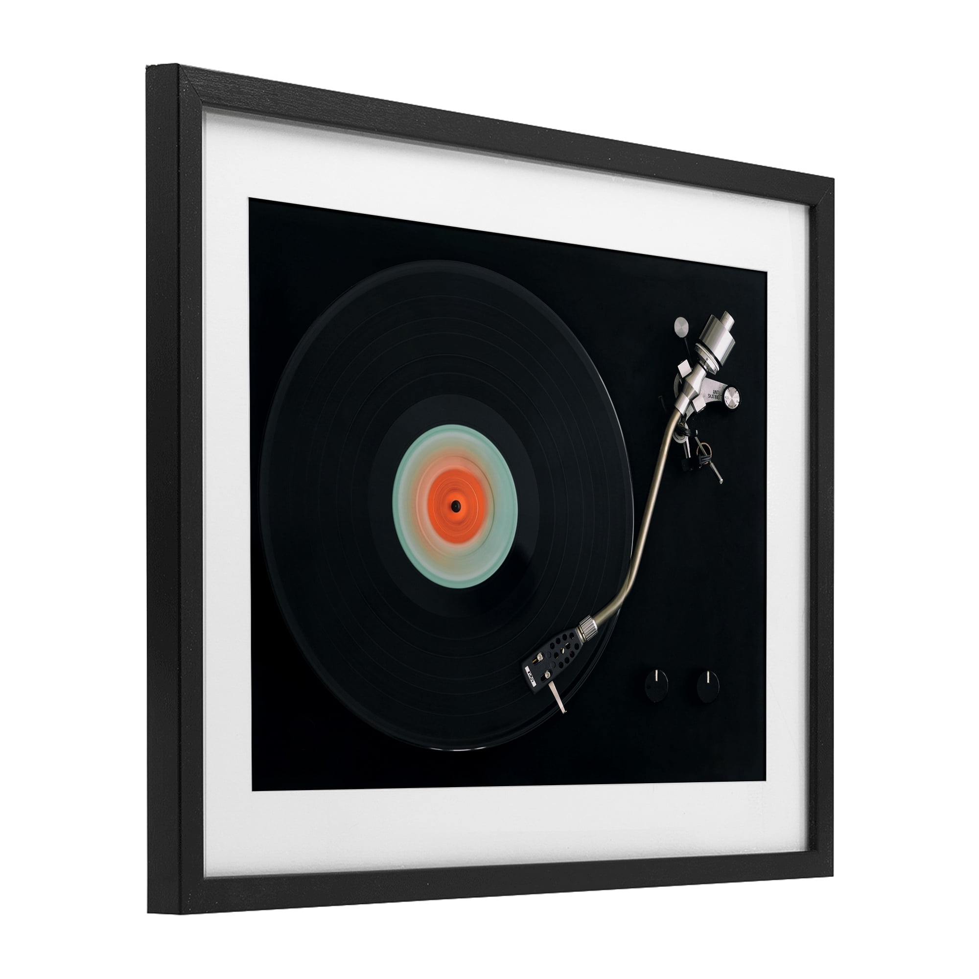 Stupell Industries Vintage Spinning Record Black Framed Print Under Glass, design by Tom Quartermaine