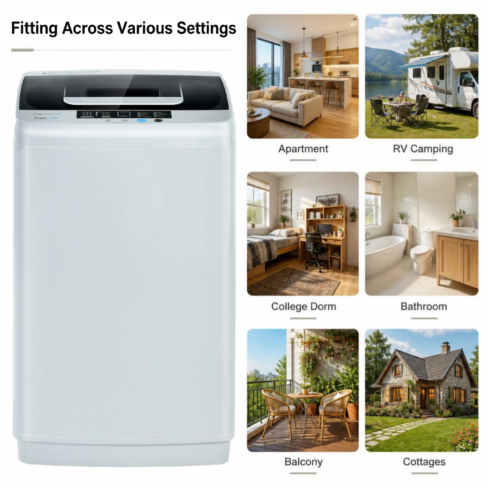 Costway Portable Full-Automatic Laundry Washing Machine 8.5 lbs Spin Washer W/ Drain Pump