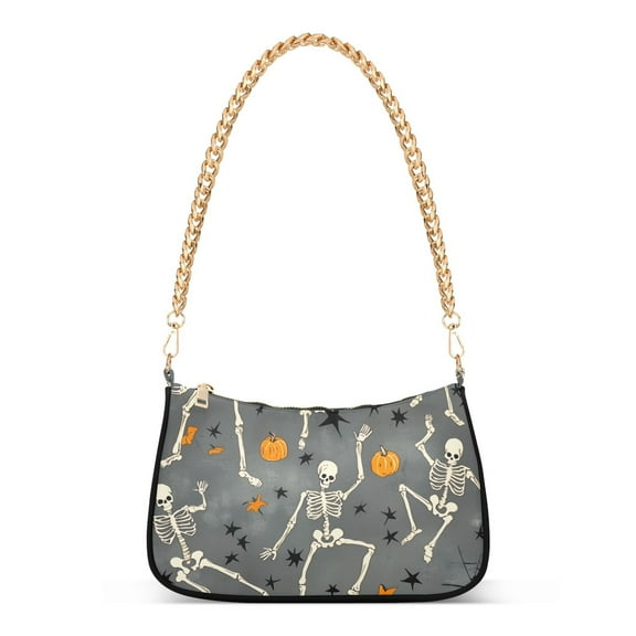 FORMRS Womens Shoulder Bag with Chain Strap Clutch Purse Cute Tote Handbag, Halloween Dancing Skeleton