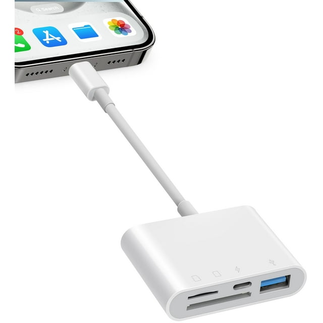 Lector de tarjetas SD Fubiaofei 4 en 1 para iPhone iPad con puerto de carga