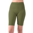 thumbnail image 1 of MixMatchy Women's Solid Seamless Ribbed Knee Biker Shorts with Band Waist, 1 of 5