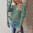 thumbnail image 5 of Hinvhai Plus Size Sweater Tops On Seasonal Clearance Autumn and Winter Women's Pullover Blouse Knitting Long Sleeve Solid Tops Sweaters Green 8(L), 5 of 9