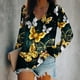thumbnail image 2 of Blusa de manga larga con cuello en V y manga larga con estampado de mariposas para mujer Pompotops  gfhjh21546, 2 of 6