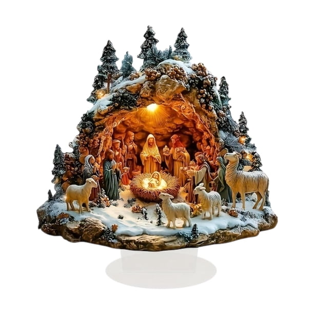 Letrero acrílico 2D de Jesús con Base, decoración del hogar, MESA CENTRO de MESA, placa artesanal para chimenea, Festival, sala de estar y fiesta 20cmx19.2cm