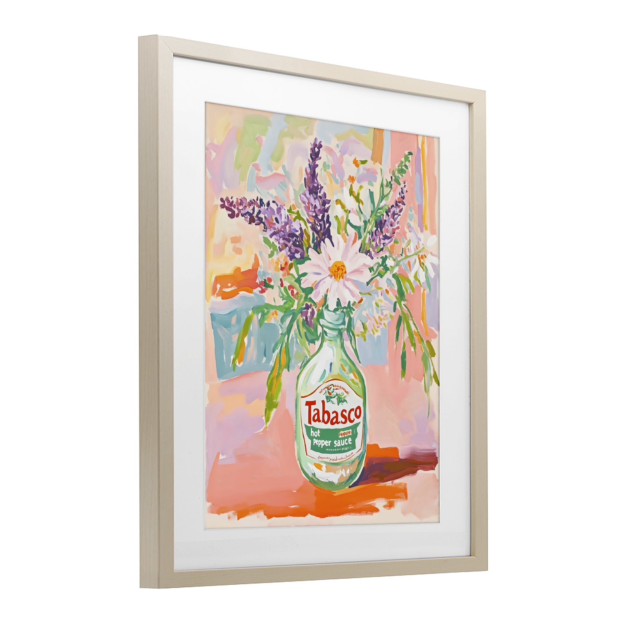 Stupell Industries Hot Sauce Bottle Bouquet Birch Framed Print Under Glass, design by The Prints Vibe