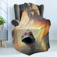 thumbnail image 4 of Maritime Soft Flannel Fleece Throw Blanket, Container Shipping Cargo Ship in the Ocean on Smooth Water at Sunset Print, Cozy Plush for Indoor and Outdoor Use, 50" x 70", Multicolor, by Ambesonne, 4 of 5