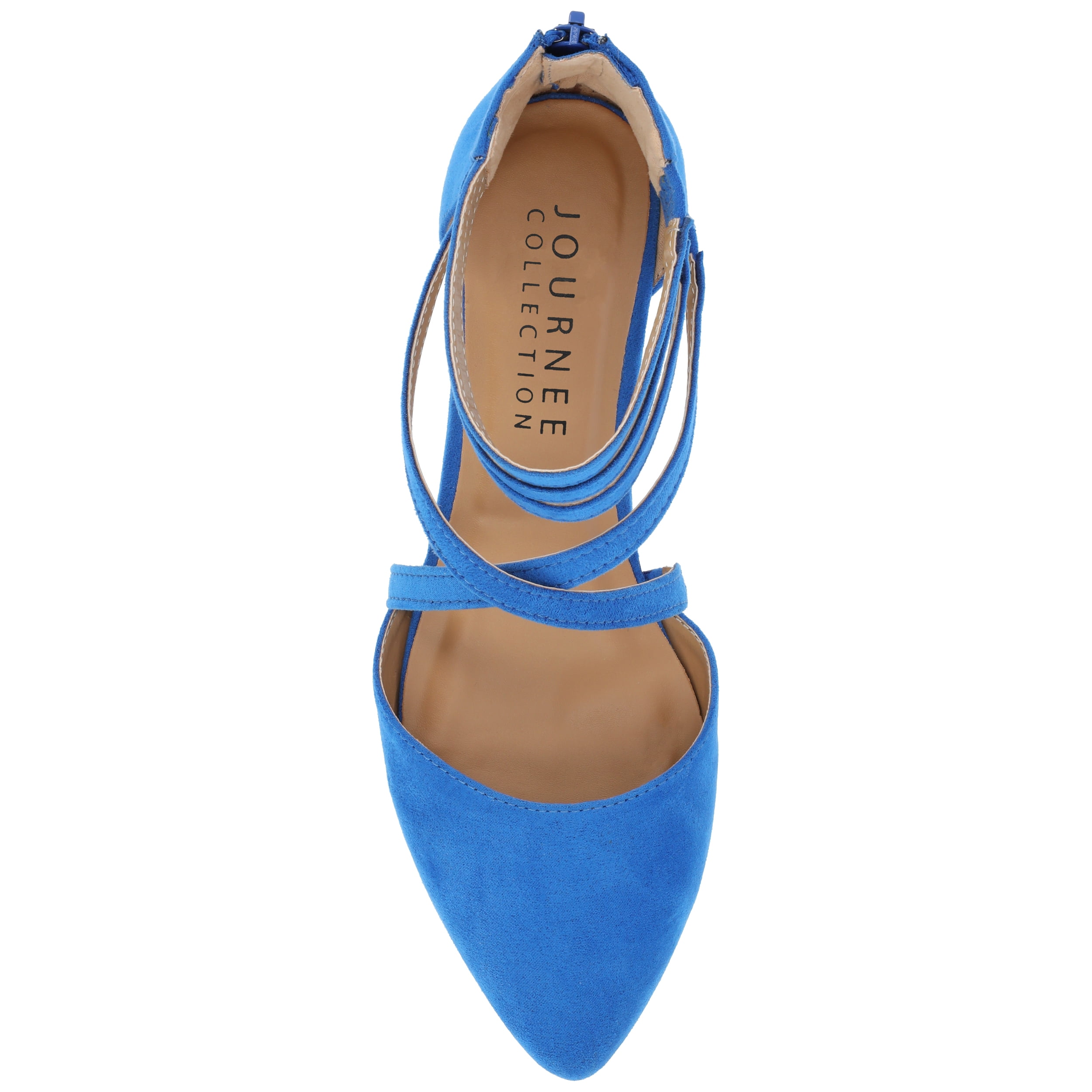Journee Womens Marlee Back Heel Zip Pointed Toe Cage Flats