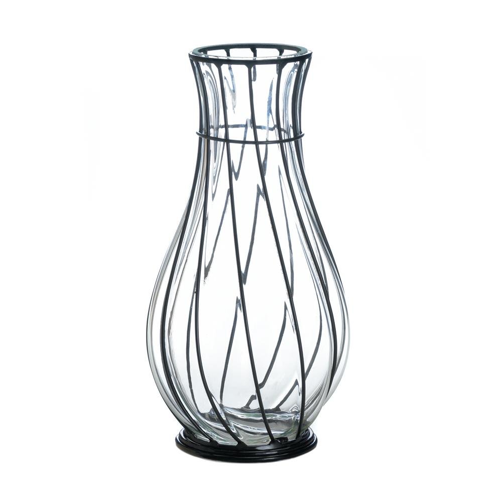 Vases Decorative Short Glass Metal Accent Centerpiece Modern