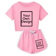 thumbnail image 3 of Girls Clothes Summer Toddler Girls Color Block Short Sleeve T-Shirt & Pants Sweatsuit Outfit Set Comfortable Sportswear 7-8 Years #Pink, 3 of 3
