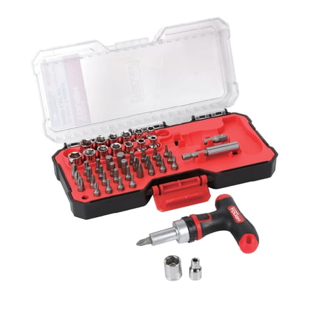 HYPER TOUGH 50-PIECE T-HANDLE DRIVER WITH BITS AND SOCKETS IN CLICK FIT CASE