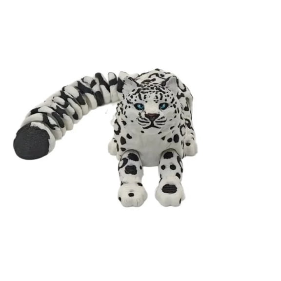1pc 3D Printed Flexible Snow Leopard Ornament -Articulated Wild Animal Figurine, Multi-joint Movable For Adults &Home Decor
