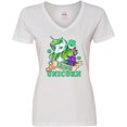 thumbnail image 3 of Inktastic St Patricks Day Irish Unicorn Illustration with Shamrocks Women's V-Neck T-Shirt, 3 of 5