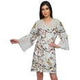 thumbnail image 1 of Moomaya Printed Cotton Venice Lace Bridesmaid Robe Short Robes For Women, 1 of 6