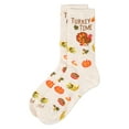 thumbnail image 3 of MeMoi Women's "Turkey Time" Rayon Blend Thanksgiving Holiday Crew Sock - Womens - Female, 9-11, Ivory Heather, 3 of 3