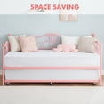 thumbnail image 6 of Luku Twin Daybed with Trundle Metal Day Beds Twin Size Sofa Bed for Living Room and Guest Room Pink, 6 of 8