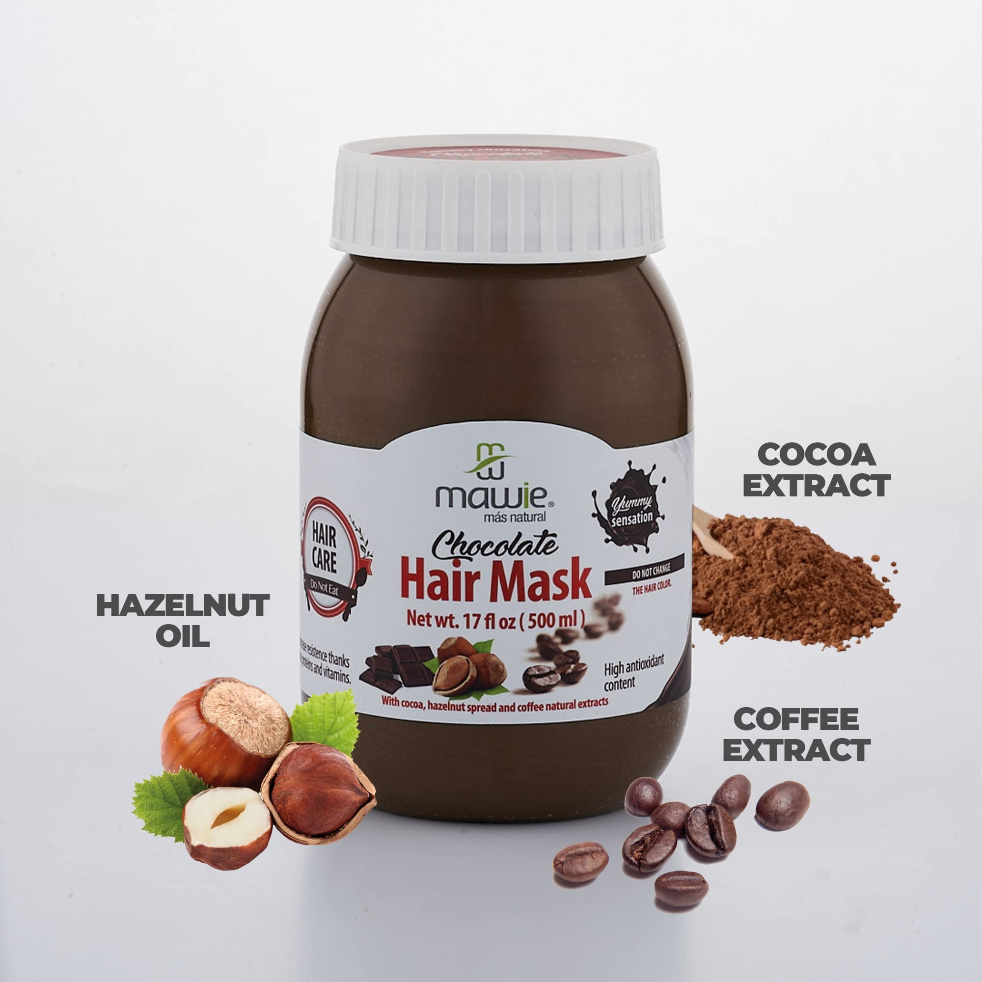 Mawie Chocolate Gourmet Hair Mask with Cocoa and coffee. Adds