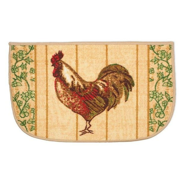 J & M Home Fashions Rooster Kitchen Slice Rug 18x30