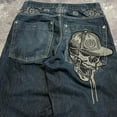 thumbnail image 2 of Street Y2K nueva moda Joker gótico estampado Jeans mujeres Harajuku Casual suelto recto pantalones de pierna ancha pareja Punk trapeador Jeans, 2 of 5