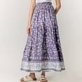 thumbnail image 4 of Yucgh Women's Solid Color High Waist Trumpet Maxi Skirt, Bohemian Tiered A-line Skirt, Flowy Layered Casual Long Skirt with Elastic Waist,Purple,S, 4 of 7