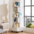 thumbnail image 5 of Tcbosik Rotating Bookshelf on Wheels, 5-Tier Spinning Book Shelf Tower, 68" Tall Storage Rack for Home Office, Space Saving, White (No Drawer), 5 of 7