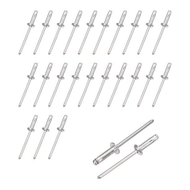 Uxcell 25 piezas de remaches de agarre de cabeza grande de aluminio 5/32" x 5/8" remache ciego de agarre múltiple para reparaciones automotrices, kayak, barco, edificios, contenedores