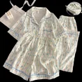 thumbnail image 3 of Ropa de dormir de algodón con forma de nube para mujer, conjunto de tres piezas, pantalones cortos bonitos de manga corta, cárdigan abierto, ropa para el hogar, traje de estudiante, 3 of 5