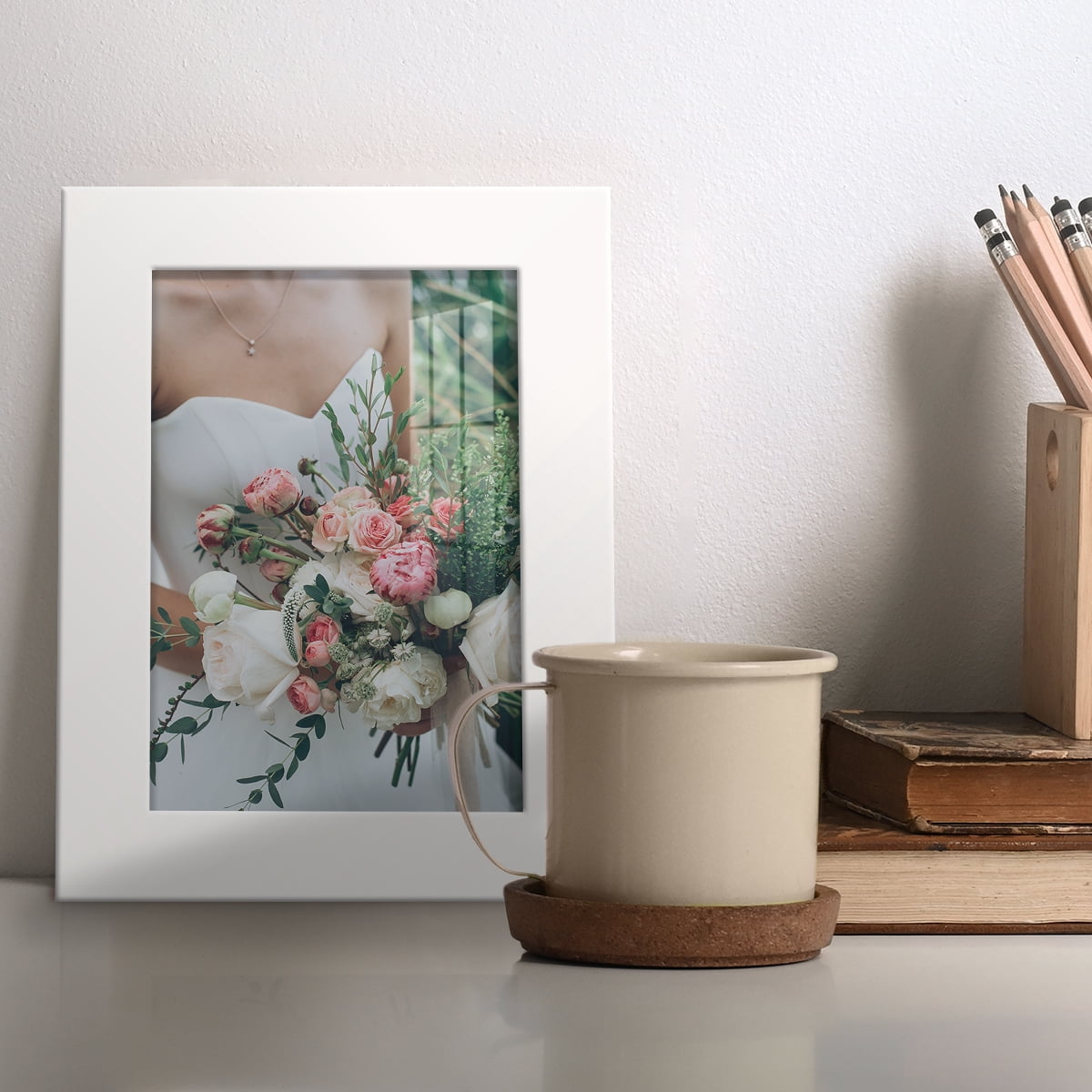 Modern Real Wood 3.5x5 inch Picture Frame in White