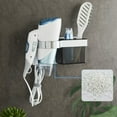 thumbnail image 5 of Soporte de pared autoadhesivo para secador de pelo y plancha, con espacio de almacenamiento, ABS, para cepillos y accesorios de peinado, adhesivo fuerte con clip de silicona para cable., 5 of 5