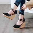 thumbnail image 6 of BONIXOOM Black Sandals Women Clearance Fall Buckle Wedge Casual Fashion Womens Shoes Black Size 8, 6 of 7