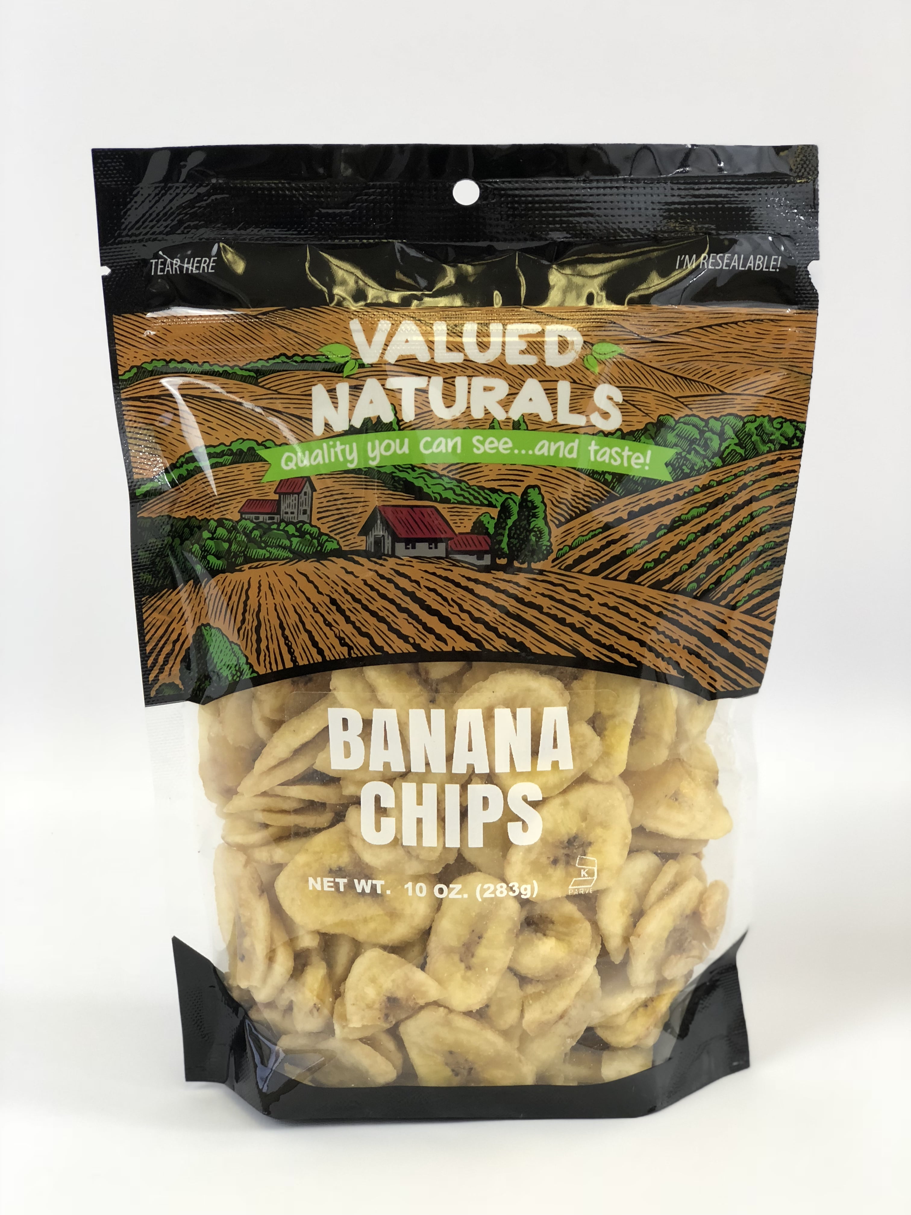 Valued Naturals, Natural flavored Banana Chips, 10 oz standup pouch