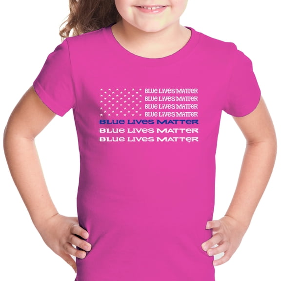 LA Pop Art Girl's Word Art T-shirt - Blue Lives Matter