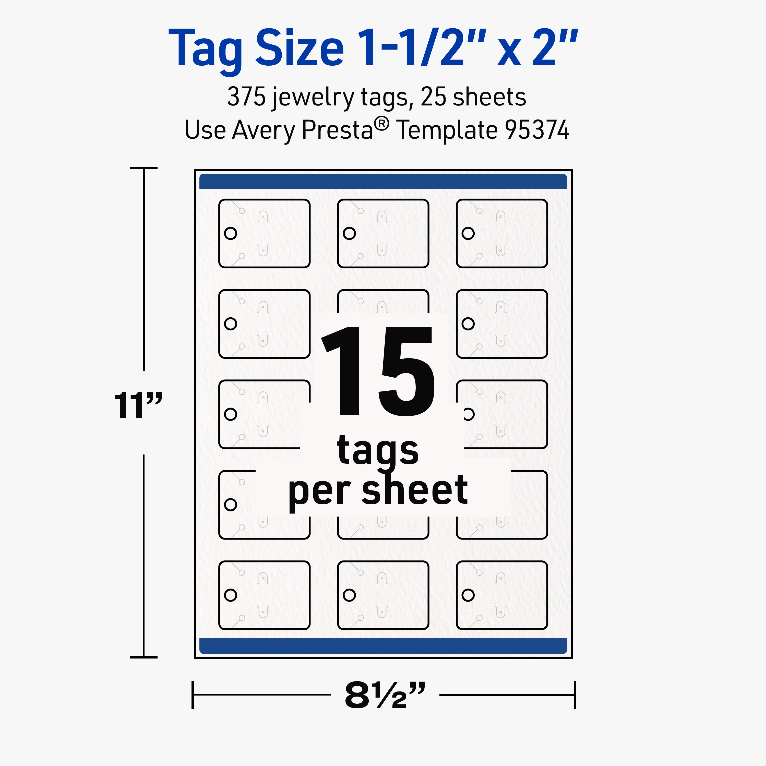 Avery® Rectangle Rounded Jewelry Tags , 1.5" x 2", Glossy, 375 Total