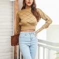 thumbnail image 3 of Vedolay Women's Sweaters Womens Fall Striped Oversized 2023 Pullovers Sweaters Casual Knit Tops,Khaki M, 3 of 5