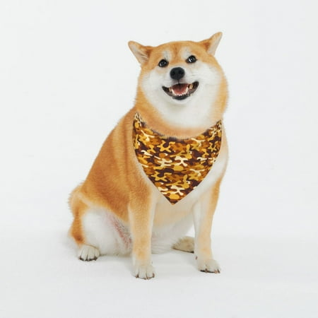Daiia Desert Camouflage Print Pet Scarf Adjustable Pet Bandana Reflective Dog Bandana with Buckle Durable Pet Accessory Fashionable Pet Neckwear-X-Large