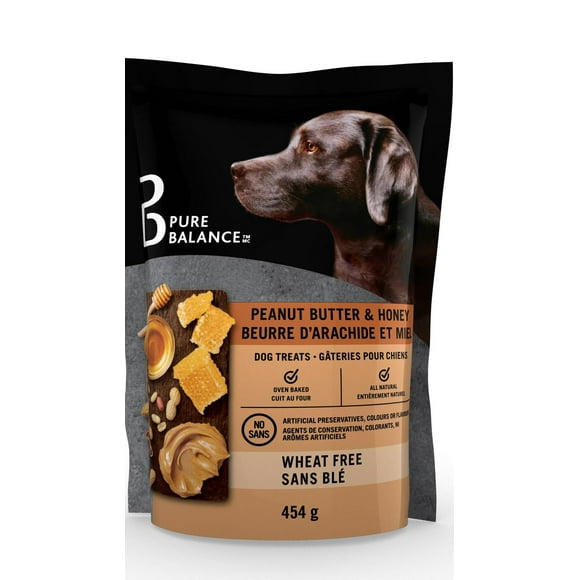 Peanut Butter & Honey Dog Treats. All Natural, Wheat Free, Oven-Baked Dog Treats. No Artificial Preservatives, Colours Or Flavours