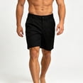 thumbnail image 4 of Men's 7-Inch Pleated Dress Shorts, Button & Zipper Closure Casual Linen Chino Shorts, Relaxed Fit Straigh Leg Summer Beach Golf Shorts with Side Pockets Black, 4 of 5