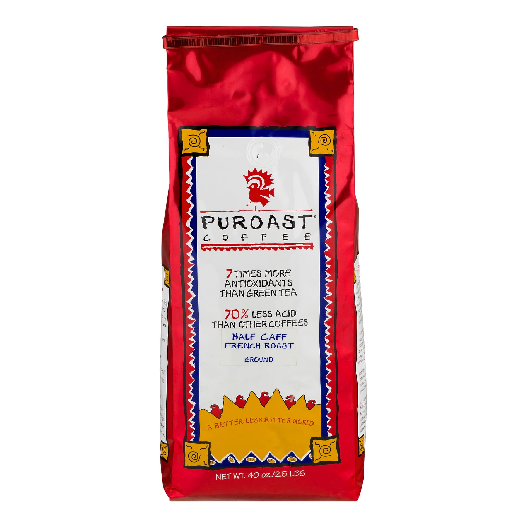 Photo 1 of ** Best By June 12 2025 ** Puroast Half Caff French Roast Low Acid Ground Coffee, 40 oz Bag